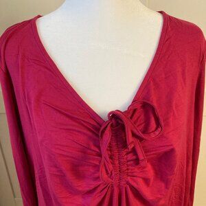 Top Pink Loose Fitting, long sleeve, Size Large, sinch front from Venus